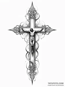 Inverted cross, artistic tattoo sketch, dynam... - эскиз тату (№1751552152_0, 03.07.2025 14:15) — Tatufoto.com