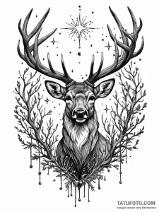 A deer with antlers made of dead branches and... - эскиз тату (№1751552661_0, 03.07.2025 14:24) — Tatufoto.com
