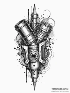Piston, tattoo flash sheet design, dynamic co... - эскиз тату (№1751552999_0, 03.07.2025 14:29) — Tatufoto.com