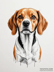 A charming beagle dog portrait, realistic, wi... - эскиз тату (№1751553083_0, 03.07.2025 14:31) — Tatufoto.com