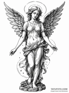 A detailed broken statue of an angel, poignan... - эскиз тату (№1751553673_0, 03.07.2025 14:41) — Tatufoto.com