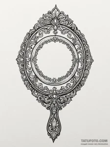 Ornate hand mirror with no reflection, just a... - эскиз тату (№1751553926_0, 03.07.2025 14:45) — Tatufoto.com