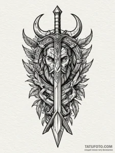 Knife etched with bone runes, tattoo drawing... - эскиз тату (№1751554516_0, 03.07.2025 14:55) — Tatufoto.com