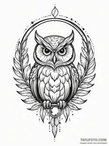 Owl feathers beneath crescent moon, tattoo fl... - эскиз тату (№1751554767_0, 03.07.2025 14:59) — Tatufoto.com