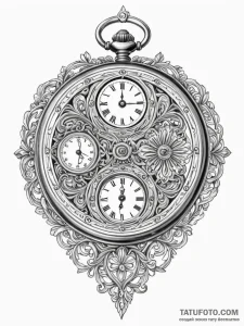 Antique pocket watch with hands frozen at a m... - эскиз тату (№1751554945_0, 03.07.2025 15:02) — Tatufoto.com