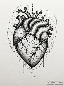 A detailed broken heart with stitches, healin... - эскиз тату (№1751556717_0, 03.07.2025 15:31) — Tatufoto.com