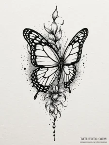 Monarch butterfly emerging from a chrysalis,... - эскиз тату (№1751557810_0, 03.07.2025 15:50) — Tatufoto.com