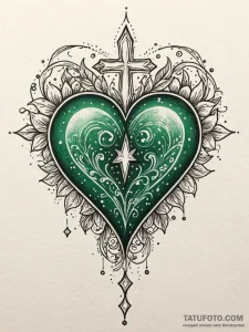 Emerald heart bleeding starlight, tattoo flas... - эскиз тату (№1751557894_0, 03.07.2025 15:51) — Tatufoto.com