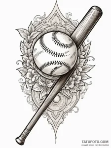 A classic baseball bat and ball, action,, tat... - эскиз тату (№1751558231_0, 03.07.2025 15:57) — Tatufoto.com