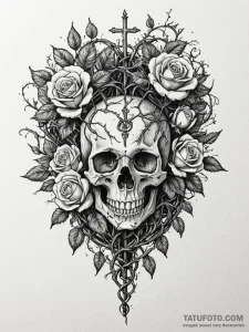 Anatomical heart woven from thorny vines, tat... - эскиз тату (№1751559684_0, 03.07.2025 16:21) — Tatufoto.com