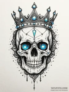 Opal skull beneath spectral crown, concept ar... - эскиз тату (№1751559769_0, 03.07.2025 16:22) — Tatufoto.com