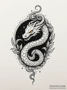 Hollow serpent devouring starlight, tattoo sk... - эскиз тату (№1751559855_0, 03.07.2025 16:24) — Tatufoto.com