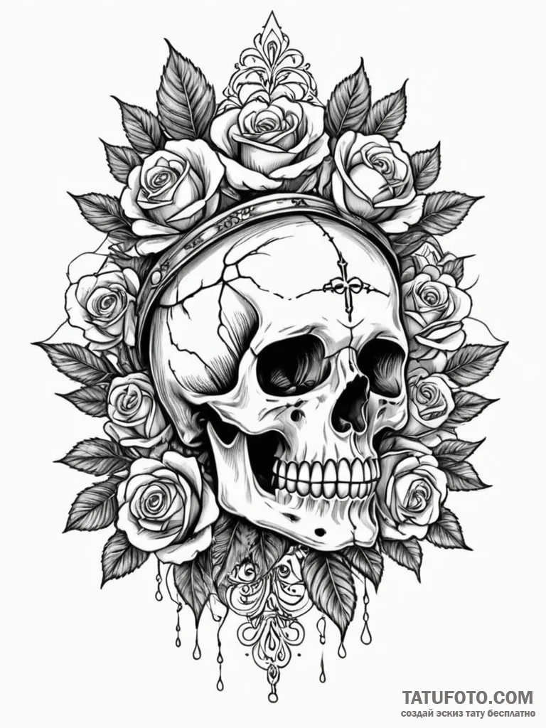 Wraith relic crowned in frost, tattoo flash s... - эскиз тату (№1751561273_0, 03.07.2025 16:47) — Tatufoto.com