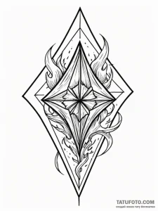 Kite shield burning in void, tattoo line art,... - эскиз тату (№1751561703_0, 03.07.2025 16:55) — Tatufoto.com