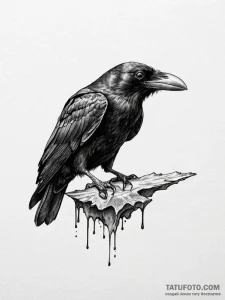 Eyeball held in the beak of a raven, ink illu... - эскиз тату (№1751561790_0, 03.07.2025 16:56) — Tatufoto.com