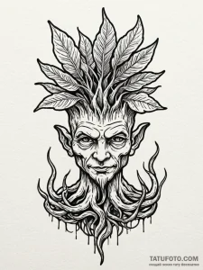 Mandrake root, ink illustration for tattoo, b... - эскиз тату (№1751562564_0, 03.07.2025 17:09) — Tatufoto.com