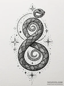 Ethereal serpent spiraling through stars, tat... - эскиз тату (№1751563166_0, 03.07.2025 17:19) — Tatufoto.com
