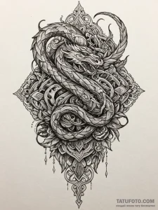 Iron serpent weaving through blade, tattoo fl... - эскиз тату (№1751563599_0, 03.07.2025 17:26) — Tatufoto.com