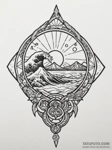 Japanese fan, half-open, depicting a celestia... - эскиз тату (№1751565353_0, 03.07.2025 17:55) — Tatufoto.com
