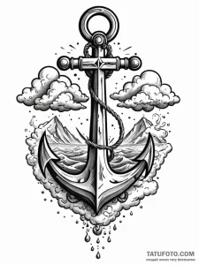 Angelic anchor suspended in clouds, concept a... - эскиз тату (№1751565610_0, 03.07.2025 18:00) — Tatufoto.com