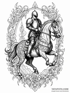 Knight jousting, tattoo drawing outline, orna... - эскиз тату (№1751565868_0, 03.07.2025 18:04) — Tatufoto.com