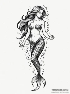 Mermaid with a tail of shimmering, dark scale... - эскиз тату (№1751566298_0, 03.07.2025 18:11) — Tatufoto.com