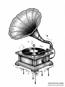 Gramophone playing a record made of shimmerin... - эскиз тату (№1751567077_0, 03.07.2025 18:24) — Tatufoto.com