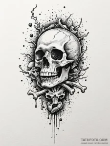 Engraved bones scattered in sand, tattoo sket... - эскиз тату (№1751567336_0, 03.07.2025 18:28) — Tatufoto.com