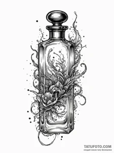 Empty perfume bottle with a single wisp of me... - эскиз тату (№1751567422_0, 03.07.2025 18:30) — Tatufoto.com