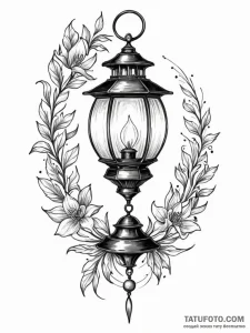 Ancient lantern with trapped spirit, ink illu... - эскиз тату (№1751568111_0, 03.07.2025 18:41) — Tatufoto.com