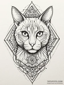 Schrodinger's cat in a box, tattoo flash shee... - эскиз тату (№1751568802_0, 03.07.2025 18:53) — Tatufoto.com