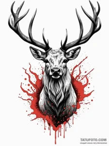 Crimson stag with molten antlers, concept art... - эскиз тату (№1751571920_0, 03.07.2025 19:45) — Tatufoto.com