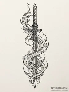 Dagger spiraling through smoke, artistic tatt... - эскиз тату (№1751572176_0, 03.07.2025 19:49) — Tatufoto.com