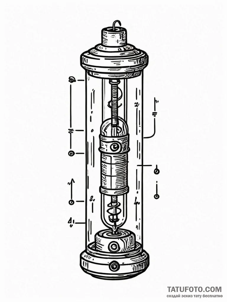 Nixie tube displaying a forgotten number, ink… — эскиз тату (№1751572348_0, 03.07.2025 19:52) — Tatufoto.com