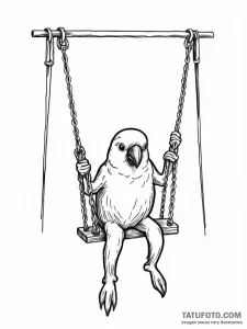 A whimsical bird on a swing set, playful,, ta... - эскиз тату (№1751572434_0, 03.07.2025 19:53) — Tatufoto.com