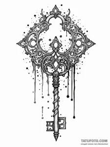 Ashen key unlocking void, tattoo drawing outl... - эскиз тату (№1751572691_0, 03.07.2025 19:58) — Tatufoto.com