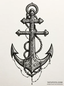 Anchor, tattoo drawing outline, detailed cros... - эскиз тату (№1751572777_0, 03.07.2025 19:59) — Tatufoto.com