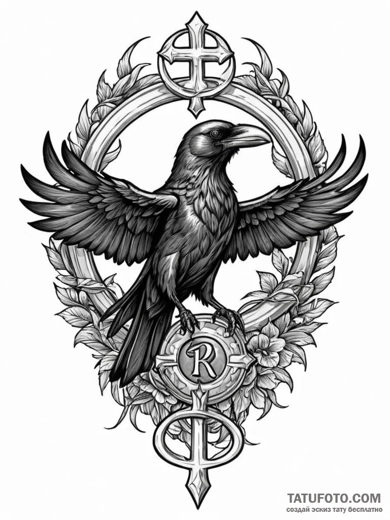 Raven claw clutching ancient coin, ink illust... - эскиз тату (№1751572863_0, 03.07.2025 20:01) — Tatufoto.com