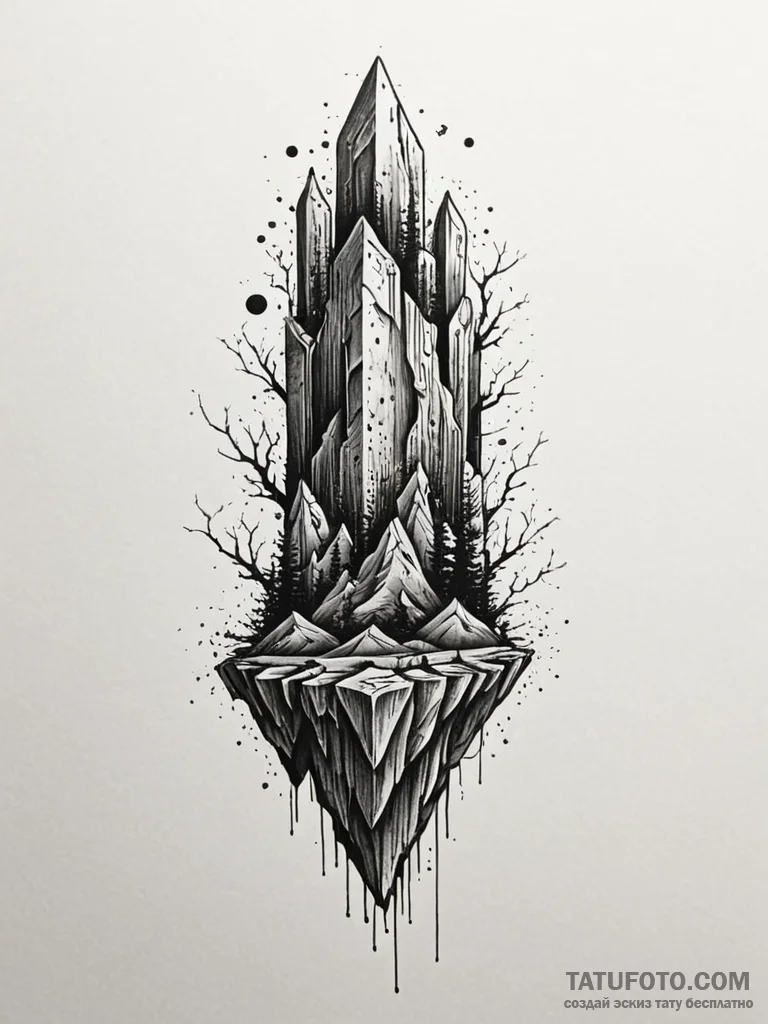 Floating data monolith, tattoo sketch design,... - эскиз тату (№1751573035_0, 03.07.2025 20:03) — Tatufoto.com