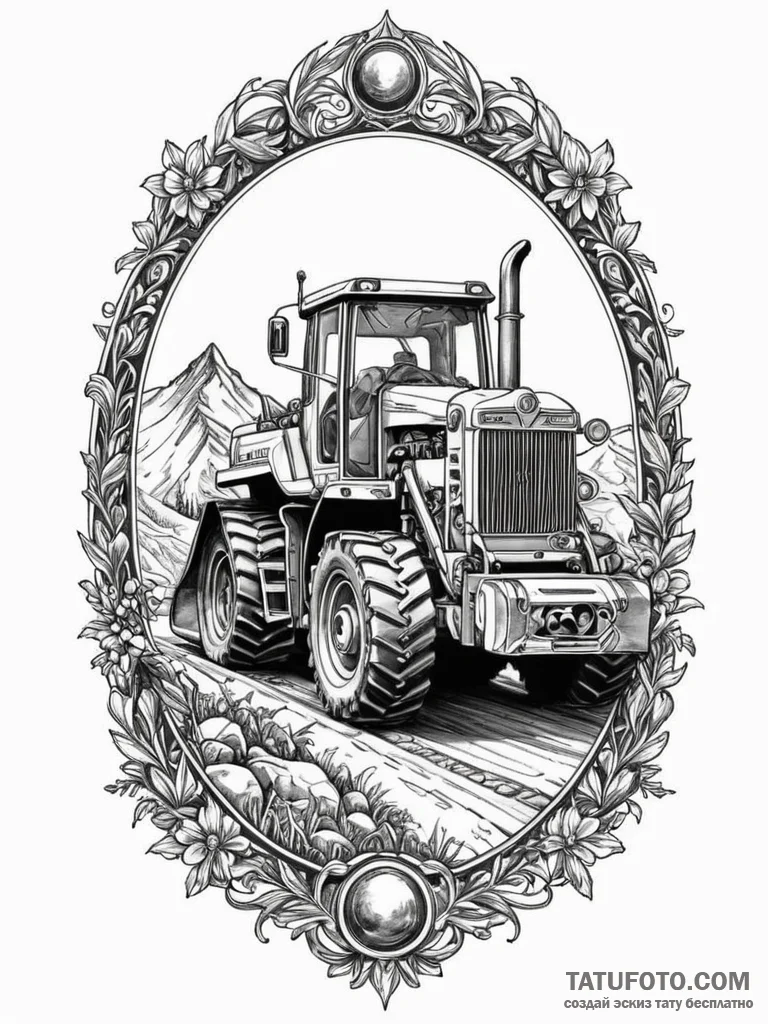 A powerful bulldozer blade, moving earth,, co… — эскиз тату (№1751573121_0, 03.07.2025 20:05) — Tatufoto.com
