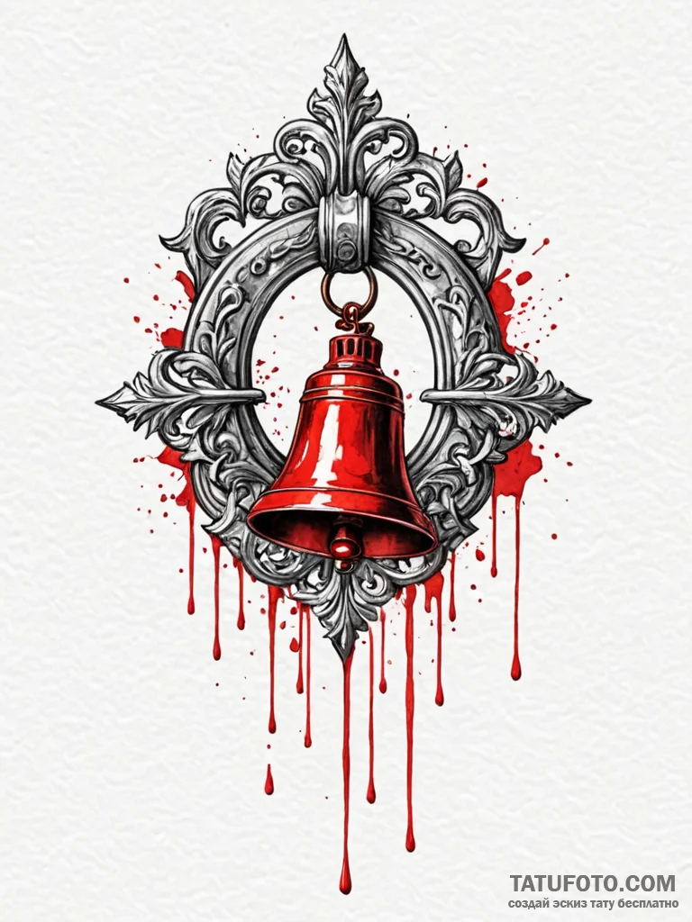 A classic bell on a door, welcoming,, tattoo… — эскиз тату (№1751573293_0, 03.07.2025 20:08) — Tatufoto.com