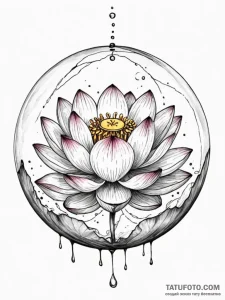 Lotus trapped in glass sphere, tattoo line ar... - эскиз тату (№1751573465_0, 03.07.2025 20:11) — Tatufoto.com