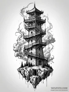 Storm banner beneath bone tower, concept art... - эскиз тату (№1751573637_0, 03.07.2025 20:13) — Tatufoto.com