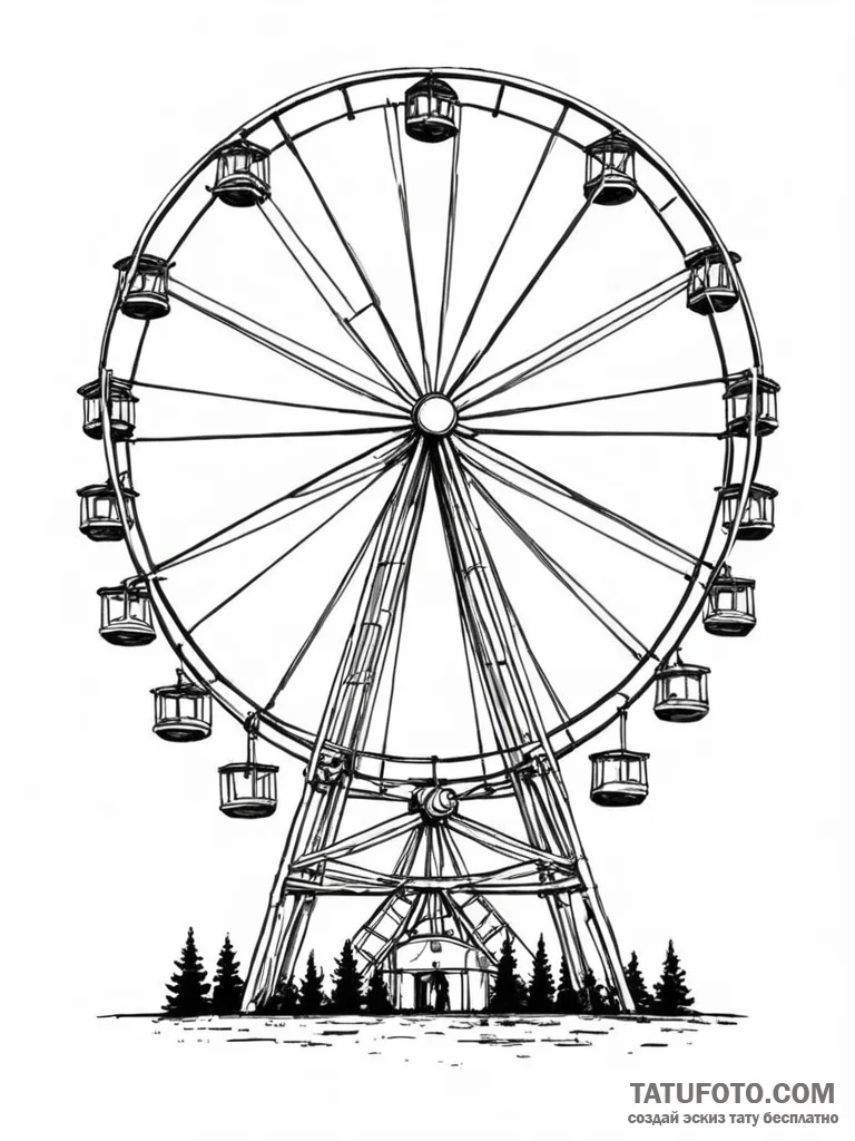Ferris wheel - эскиз тату (№1751574665_0, 03.07.2025 20:31) — Tatufoto.com
