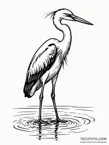 Heron, standing still and patient in the wate... - эскиз тату (№1751575266_0, 03.07.2025 20:41) — Tatufoto.com