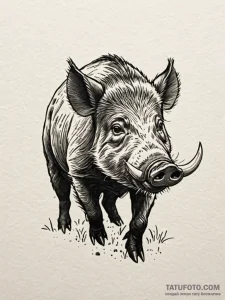 Wild boar with tusks of obsidian, tattoo draw... - эскиз тату (№1751575955_0, 03.07.2025 20:52) — Tatufoto.com