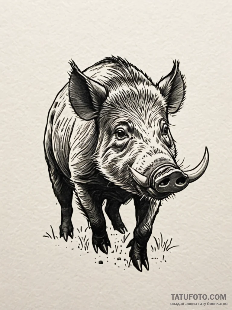 Wild boar with tusks of obsidian, tattoo draw… — эскиз тату (№1751575955_0, 03.07.2025 20:52) — Tatufoto.com