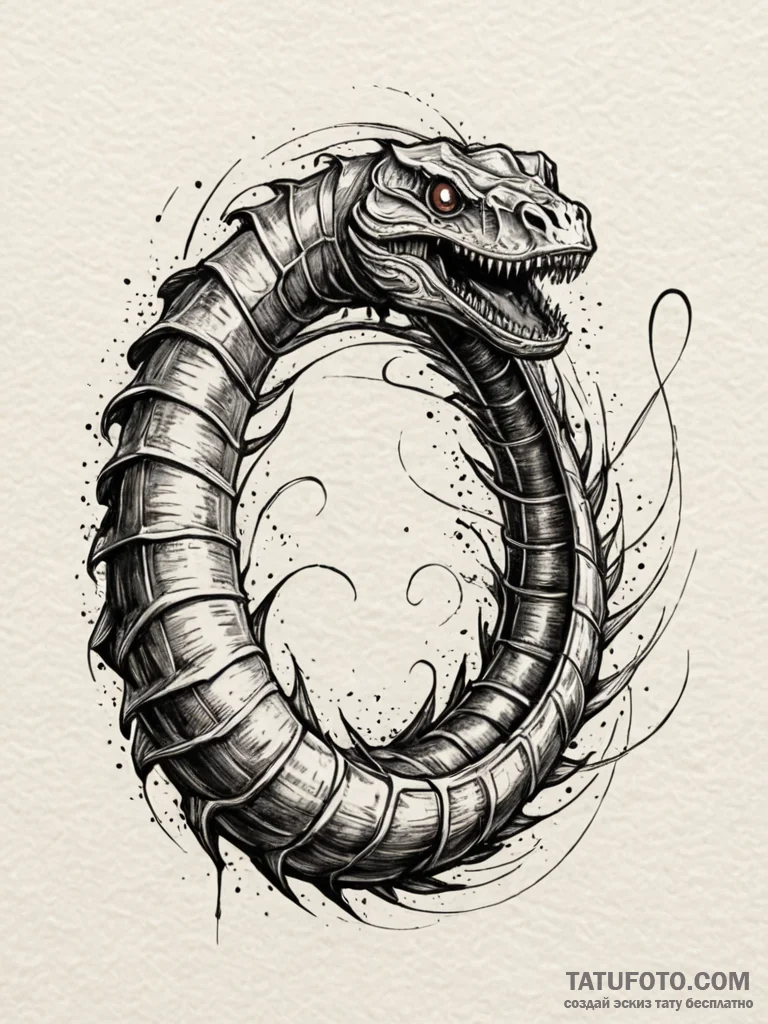 A sandworm from dune, ink illustration for ta... - эскиз тату (№1751576215_0, 03.07.2025 20:56) — Tatufoto.com