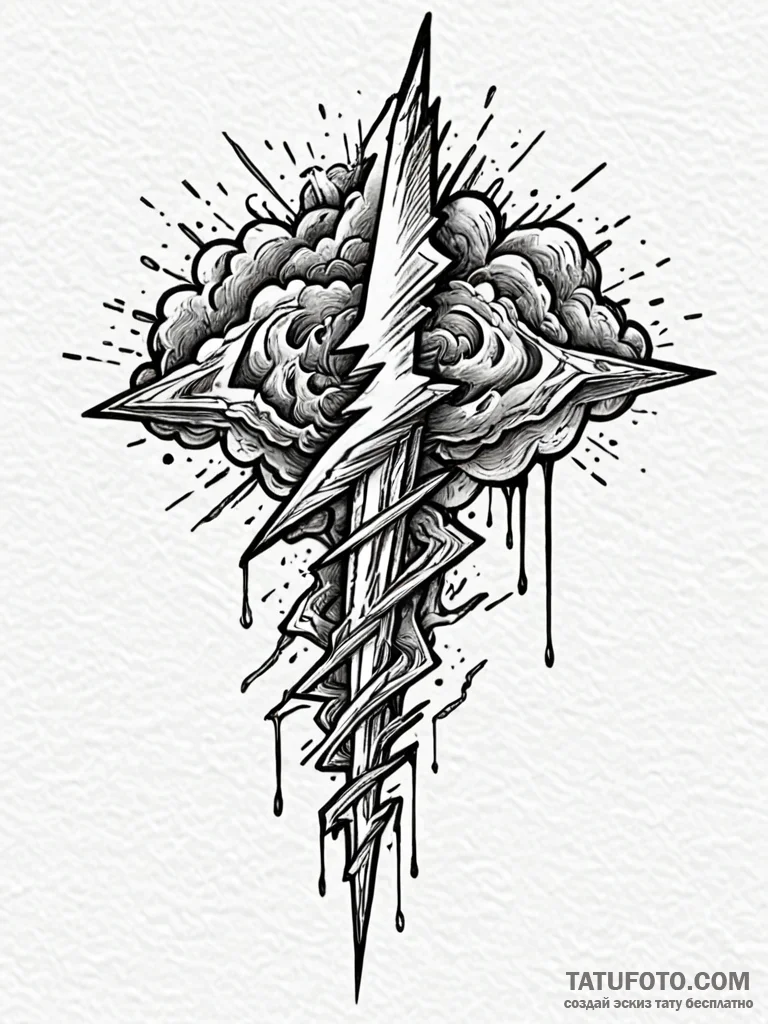 Anvil struck by a bolt of lightning, tattoo l... - эскиз тату (№1751576387_0, 03.07.2025 20:59) — Tatufoto.com