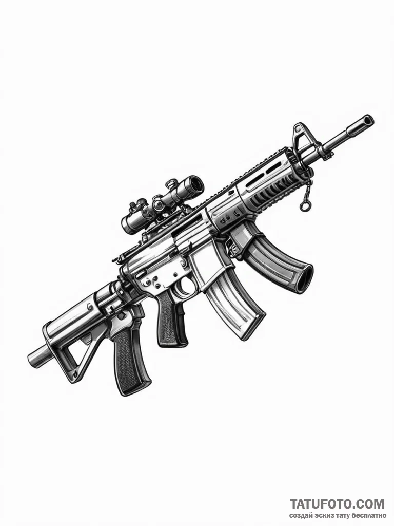 Machine gun — эскиз тату (№1751576729_0, 03.07.2025 21:05) — Tatufoto.com
